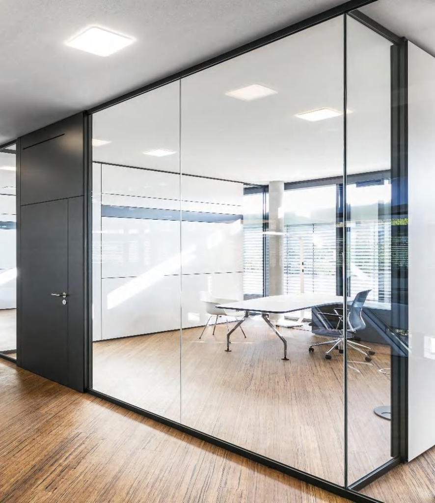 EGG-30H panoramic single glass partition wall with slim aluminum profile for modern office design