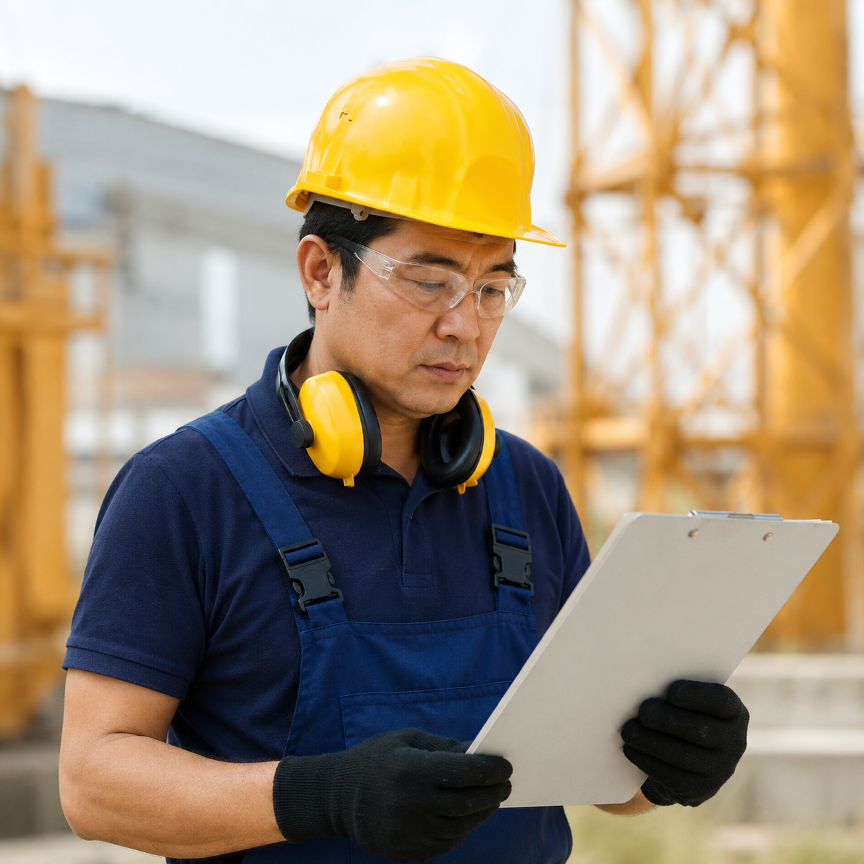 Egood on-site installation supervisor inspecting movable wall and glass partition projects